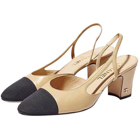 chanel beige black tip heel|chanel slingbacks shoes.